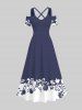 Floral Leaves Branch Two Tone Print Plus Size Matching Hawaii Beach Outfit For Couples -  