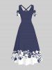 Floral Leaves Branch Two Tone Print Plus Size Matching Hawaii Beach Outfit For Couples -  