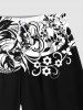 Plus Size Vintage Baroque Floral Print Hawaii Drawstring Beach Shorts For Men -  