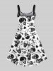 Plus Size Skull Skeleton Fish Heart Bone Print Halloween Costume A Line Tank Dress -  