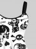 Plus Size Skull Skeleton Fish Heart Bone Print Halloween Costume A Line Tank Dress -  