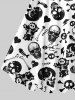 Plus Size Skull Skeleton Fish Heart Bone Print Halloween Costume A Line Tank Dress -  