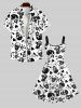 Plus Size Skull Skeleton Fish Heart Bone Print Halloween Costume A Line Tank Dress -  
