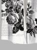 Plus Size Rose Flower Leaf Newspapaer Print Button Pocket Shirt For Men -  