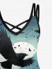 Plus Size Eagle Moon Ombre Sky Tree Forest Print Halloween Costume Crisscross A Line Cami Dress -  