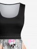 Plus Size Skull Ice Cream Plaid Floral Print Halloween Costume Vintage Swing A Line Dress -  