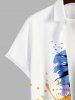 Plus Size Coconut Tree Sun Colorful Watercolor Painting Splatter Tie Dye Print Hawaii Button Pocket Shirt For Men -  