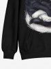 Plus Size Fluffy Two Tone Cats Print Kangaroo Pocket Drawstring Pullover Hoodie For Men -  