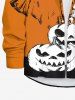 Plus Size Halloween Pumpkin Ghost Candles Bat Colorblock Print Buttons Shirt For Men -  