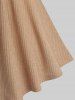 Plus Size Surplice Chain Panel Cinched Waist Two Tone Ribbed Textured Top -  