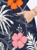 Tropical Leaf Hibiscus Flower Coconut Tree Print Plus Size Matching Hawaii Beach Outfit For Couples -  