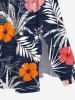 Tropical Leaf Hibiscus Flower Coconut Tree Print Plus Size Matching Hawaii Beach Outfit For Couples -  