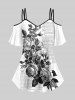 Rose Flower Leaf Newspapaer Print Plus Size Matching Set For Couples -  