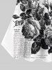 Rose Flower Leaf Newspapaer Print Plus Size Matching Set For Couples -  
