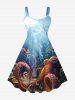 Octopus Ombre Seabed Sunshine Print Plus Size Matching Hawaii Beach Outfit For Couples -  