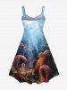 Octopus Ombre Seabed Sunshine Print Plus Size Matching Hawaii Beach Outfit For Couples -  