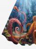 Octopus Ombre Seabed Sunshine Print Plus Size Matching Hawaii Beach Outfit For Couples -  