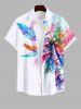 Colorful Feather Coconut Tree Print Plus Size Matching Hawaii Beach Outfit For Couples -  