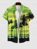 Coconut Tree Bird Ombre Colorblock Sky Watercolor Print Plus Size Matching Hawaii Beach Outfit For Couples -  