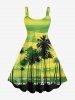 Coconut Tree Bird Ombre Colorblock Sky Watercolor Print Plus Size Matching Hawaii Beach Outfit For Couples -  
