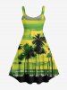 Coconut Tree Bird Ombre Colorblock Sky Watercolor Print Plus Size Matching Hawaii Beach Outfit For Couples -  