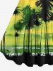 Coconut Tree Bird Ombre Colorblock Sky Watercolor Print Plus Size Matching Hawaii Beach Outfit For Couples -  
