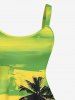 Coconut Tree Bird Ombre Colorblock Sky Watercolor Print Plus Size Matching Hawaii Beach Outfit For Couples -  