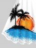 Coconut Tree Sun Sea Waves Print Plus Size Matching Hawaii Beach Outfit For Couples -  