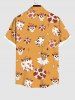 Chemise avec Boutons à Imprimé Crâne Etoiles et Citrouille D'Halloween Grande-Taille pour Hommes - Orange 4XL