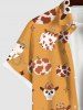 Chemise avec Boutons à Imprimé Crâne Etoiles et Citrouille D'Halloween Grande-Taille pour Hommes - Orange 4XL