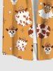 Chemise avec Boutons à Imprimé Crâne Etoiles et Citrouille D'Halloween Grande-Taille pour Hommes - Orange 4XL