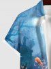 Plus Size Octopus Ombre Seabed Print Hawaii Button Pocket Shirt For Men -  