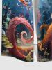 Plus Size Octopus Ombre Seabed Print Hawaii Button Pocket Shirt For Men -  