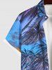 Plus Size Coconut Tree Mountain Bird Sunset Color Sky Print Buttons Pocket Hawaii Shirt For Men -  
