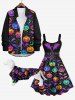 Pet's Colorful Pumpkin Bat Star Print Halloween Shirt -  