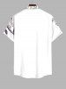 Plus Size Ink Painting Octopus Newspaper Print Hawaii Button Pocket Shirt For Men -  
