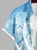 Plus Size Octopus Ink Painting Splatter Tie Dye Print Hawaii Button Pocket Shirt For Men -  