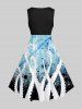 Plus Size Octopus Ink Painting Splatter Tie Dye Print Hawaii Vintage Swing A Line Dress -  
