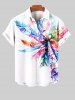 Plus Size Colorful Feather Coconut Tree Print Hawaii Button Pocket Shirt For Men -  