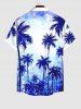 Plus Size Coconut Tree Ombre Tie Dye Sparkling Sequin 3D Print Buttons Pocket Hawaii Shirt For Men -  