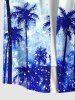Plus Size Coconut Tree Ombre Tie Dye Sparkling Sequin 3D Print Buttons Pocket Hawaii Shirt For Men -  