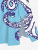 Plus Size Octopus Print Split Hawaii Midi Dress -  