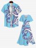 Plus Size Octopus Print Split Hawaii Midi Dress -  