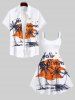 Robe débardeur hawaïenne grande taille à imprimé cocotier, soleil et nuages - Blanc L