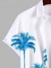 Plus Size Coconut Tree Sea Waves Print Buttons Pocket Hawaii Shirt For Men -  