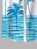 Plus Size Coconut Tree Sea Waves Print Buttons Pocket Hawaii Shirt For Men -  