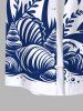 Plus Size Coconut Tree Conch Sailboat Sea Print Buttons Pocket Hawaii Shirt For Men -  