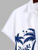 Plus Size Coconut Tree Conch Sailboat Sea Print Buttons Pocket Hawaii Shirt For Men -  