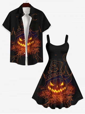 Ensemble de Costume D'Halloween Lanterne de Citrouille Feuille 3 Pièces Grande Taille à Paillettes pour Couples