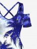 Coconut Tree Ombre Tie Dye Sparkling Sequin 3D Print Plus Size Matching Hawaii Beach Outfit For Couples -  